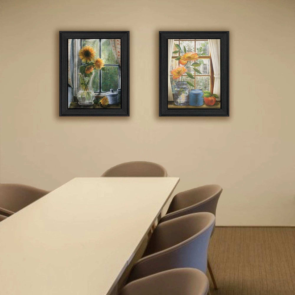 Set Of Two Flowers 1 Black Framed Print Wall Art - Homeroots - Flyclothing LLC