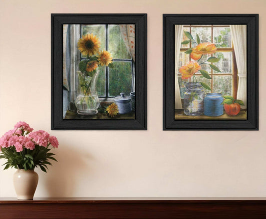 Set Of Two Flowers 1 Black Framed Print Wall Art - Homeroots - Flyclothing LLC