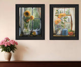 Set Of Two Flowers 1 Black Framed Print Wall Art - Homeroots - Flyclothing LLC