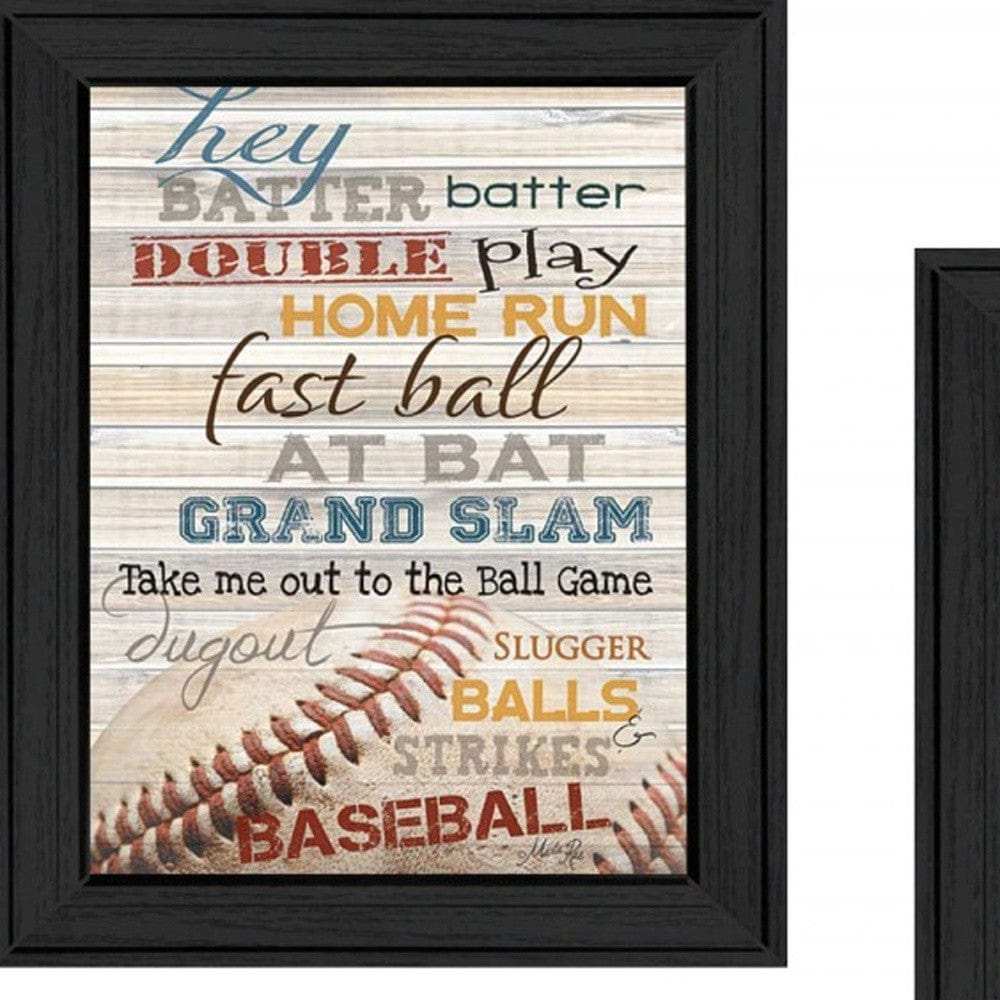 Set Of Two Baseball 1 Black Framed Print Wall Art - Homeroots - Flyclothing LLC