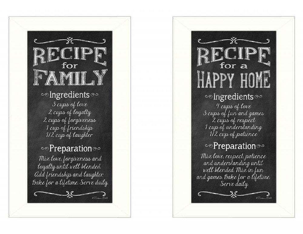 Set Of Two Family Recipe White Framed Print Wall Art - Homeroots - Flyclothing LLC