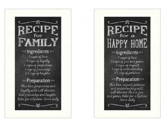 Set Of Two Family Recipe White Framed Print Wall Art - Homeroots - Flyclothing LLC