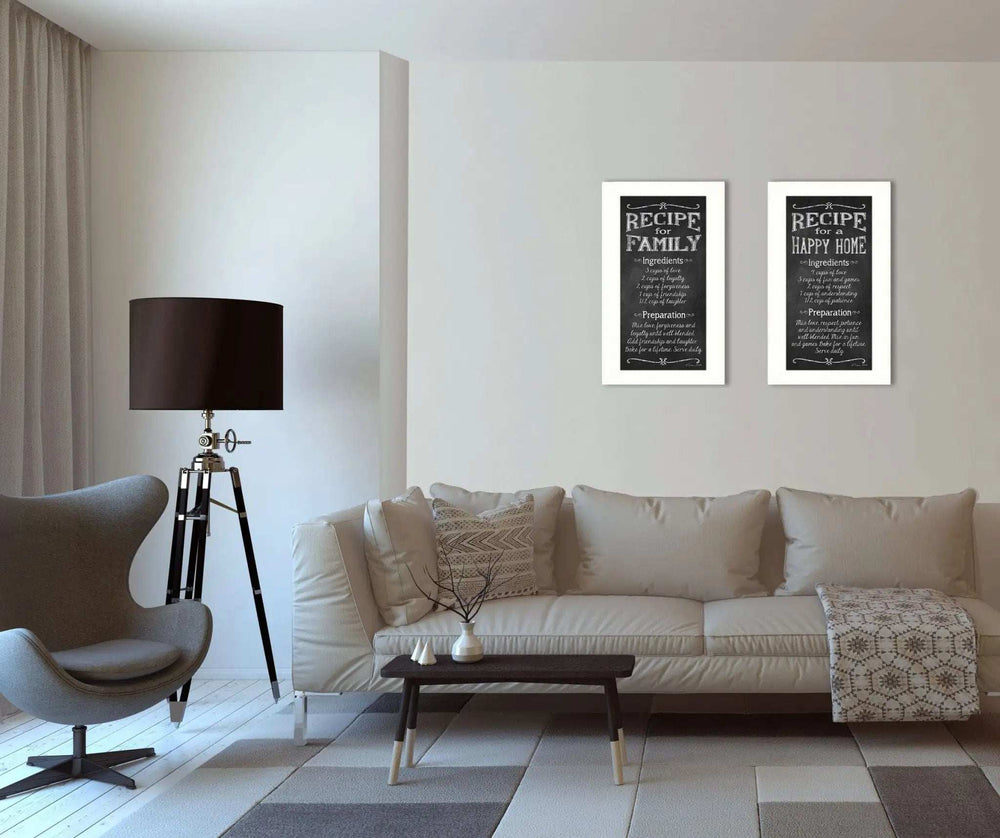 Set Of Two Family Recipe White Framed Print Wall Art - Homeroots - Flyclothing LLC