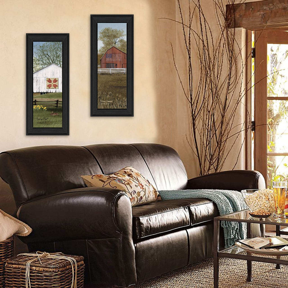 Set Of Two Country Barns 3 Black Framed Print Wall Art - Homeroots - Flyclothing LLC