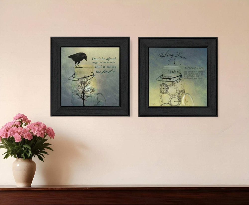 Set Of Two Glass Jars Black Framed Print Kitchen Wall Art - Homeroots - Flyclothing LLC