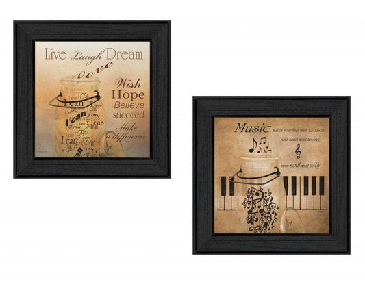 Set Of Two Music 3 Black Framed Print Wall Art - Homeroots - Flyclothing LLC