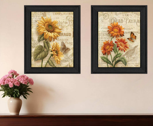 Set Of Two Flowers 2 Black Framed Print Wall Art - Homeroots - Flyclothing LLC