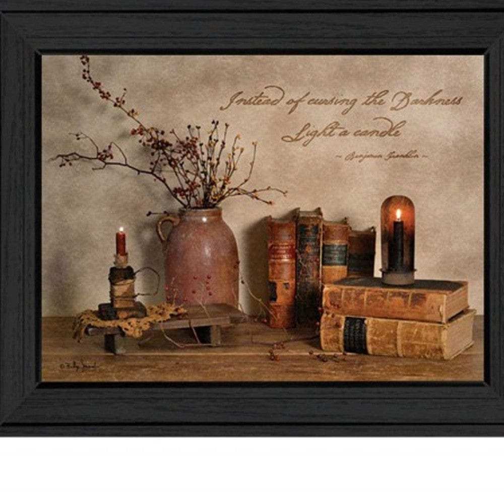 Set Of Two Candles Black Framed Print Wall Art - Homeroots - Flyclothing LLC