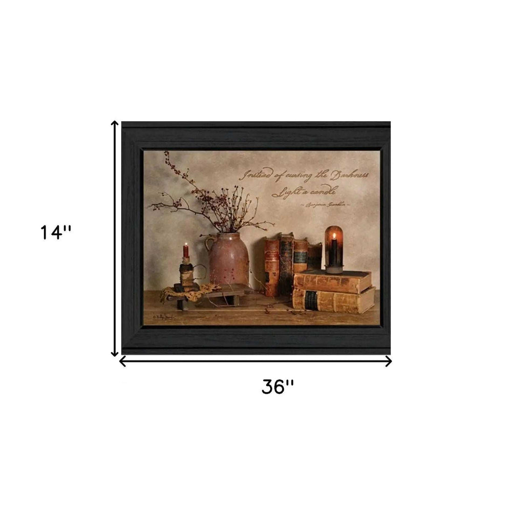 Set Of Two Candles Black Framed Print Wall Art - Homeroots - Flyclothing LLC