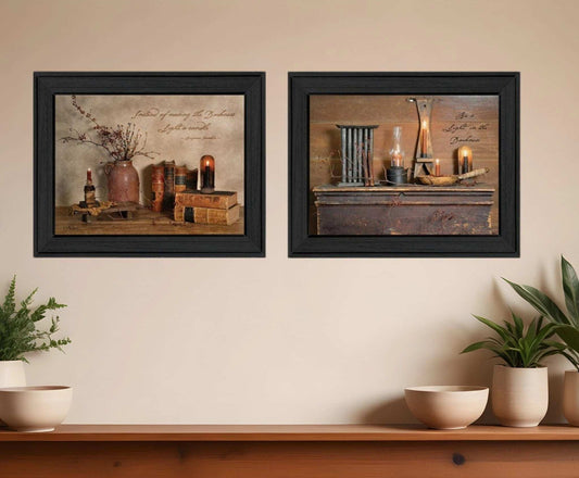 Set Of Two Candles Black Framed Print Wall Art - Homeroots - Flyclothing LLC