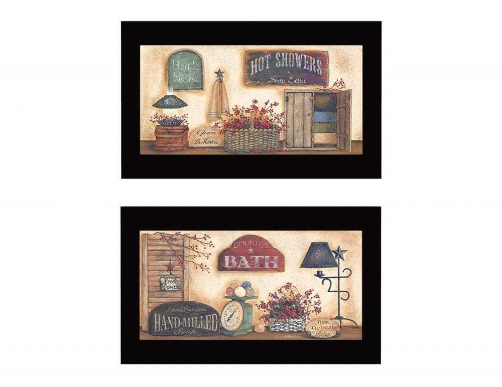 Set Of Two Bath 1 Black Framed Print Bathroom Wall Art - Homeroots - Flyclothing LLC