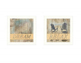 Set Of Two Dream or Relax White Framed Print Wall Art - Homeroots - Flyclothing LLC