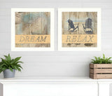 Set Of Two Dream or Relax White Framed Print Wall Art - Homeroots - Flyclothing LLC