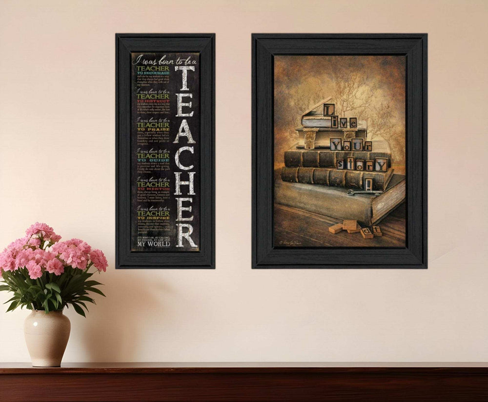 Set Of Two School Black Framed Print Wall Art - Homeroots - Flyclothing LLC