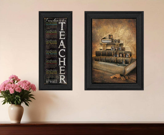 Set Of Two School Black Framed Print Wall Art - Homeroots - Flyclothing LLC