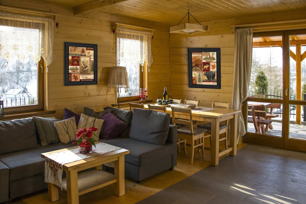 Set Of Two Lodge Collage Black Framed Print Wall Art - Homeroots - Flyclothing LLC