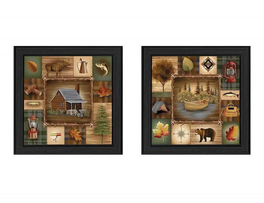Set Of Two Up North Black Framed Print Wall Art - Homeroots - Flyclothing LLC
