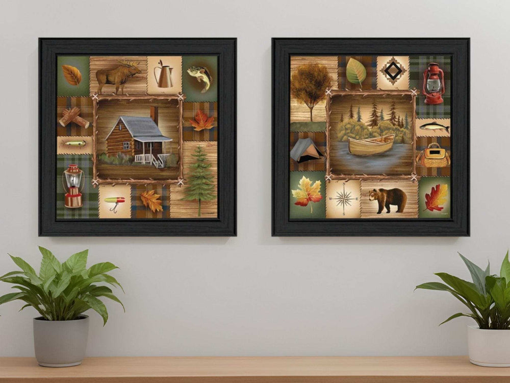 Set Of Two Up North Black Framed Print Wall Art - Homeroots - Flyclothing LLC