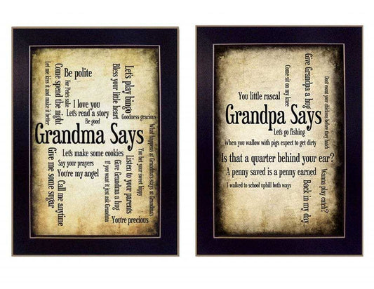 Set Of Two Grandparents Black Framed Print Wall Art - Homeroots - Flyclothing LLC
