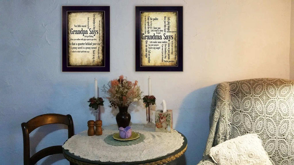 Set Of Two Grandparents Black Framed Print Wall Art - Homeroots - Flyclothing LLC