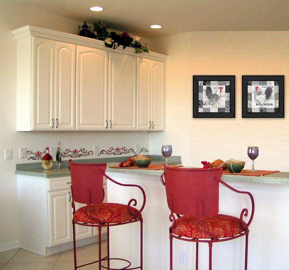 Set Of Two Rooster I Black Framed Print Wall Art - Homeroots - Flyclothing LLC