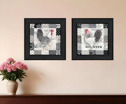 Set Of Two Rooster I Black Framed Print Wall Art - Homeroots - Flyclothing LLC
