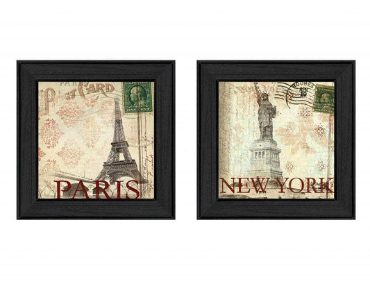 Set Of Two Post Cards Black Framed Print Wall Art - Homeroots - Flyclothing LLC