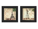 Set Of Two Post Cards Black Framed Print Wall Art - Homeroots - Flyclothing LLC