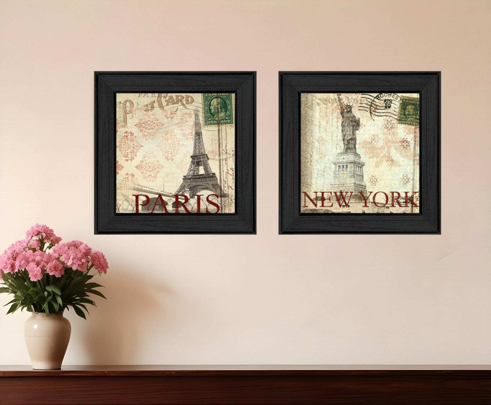 Set Of Two Post Cards Black Framed Print Wall Art - Homeroots - Flyclothing LLC