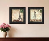 Set Of Two Post Cards Black Framed Print Wall Art - Homeroots - Flyclothing LLC