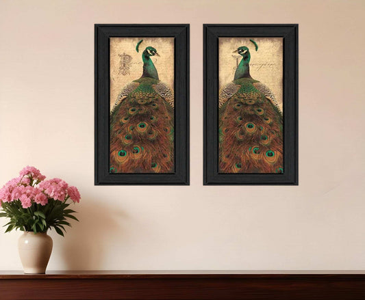 Set Of Two Peacock 2 Black Framed Print Wall Art - Homeroots - Flyclothing LLC