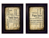 Set Of Two Nana or Papa Black Framed Print Wall Art - Homeroots - Flyclothing LLC