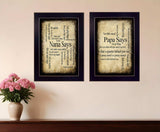 Set Of Two Nana or Papa Black Framed Print Wall Art - Homeroots - Flyclothing LLC