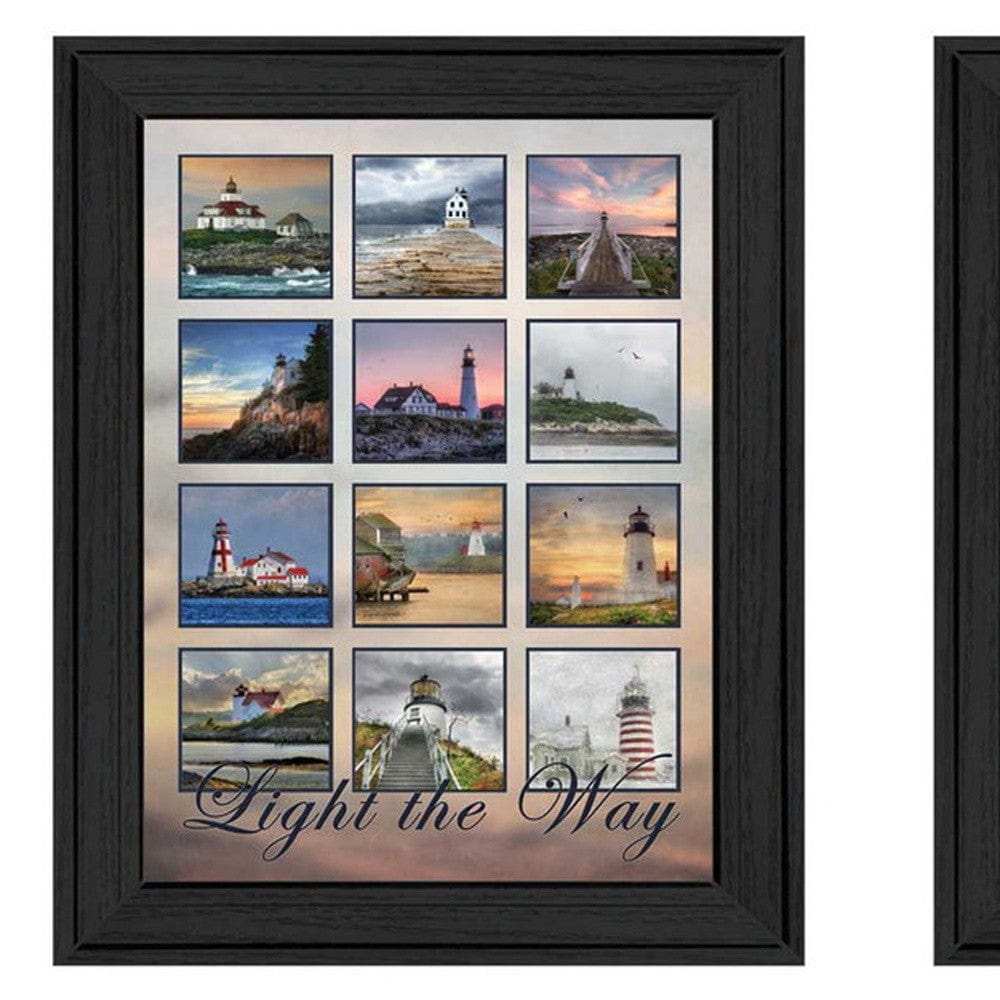 Set Of Two Light Your Way Black Framed Print Wall Art - Homeroots - Flyclothing LLC