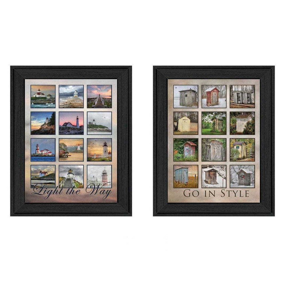 Set Of Two Light Your Way Black Framed Print Wall Art - Homeroots - Flyclothing LLC