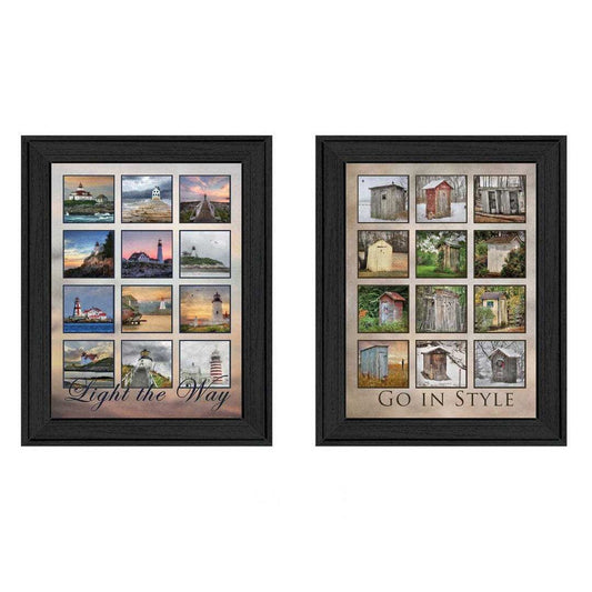 Set Of Two Light Your Way Black Framed Print Wall Art - Homeroots - Flyclothing LLC