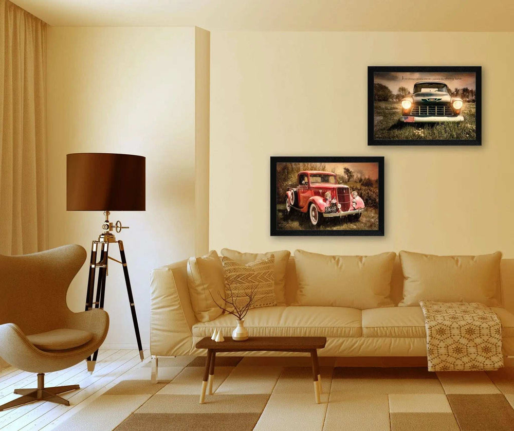 Set Of Two Vintage Trucks Black Framed Print Wall Art - Homeroots - Flyclothing LLC