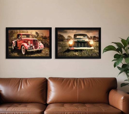 Set Of Two Vintage Trucks Black Framed Print Wall Art - Homeroots - Flyclothing LLC