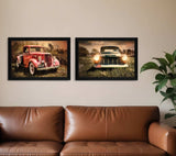 Set Of Two Vintage Trucks Black Framed Print Wall Art - Homeroots - Flyclothing LLC