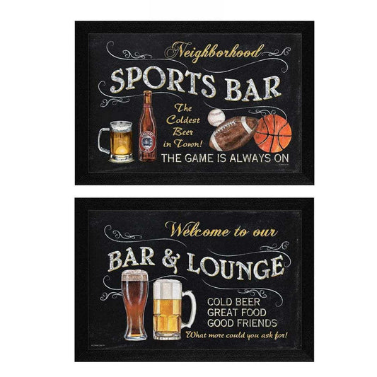 Set Of Two Sports Bar Black Framed Print Wall Art - Homeroots - Flyclothing LLC