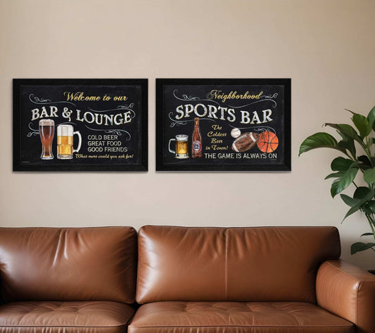 Set Of Two Sports Bar Black Framed Print Wall Art - Homeroots - Flyclothing LLC