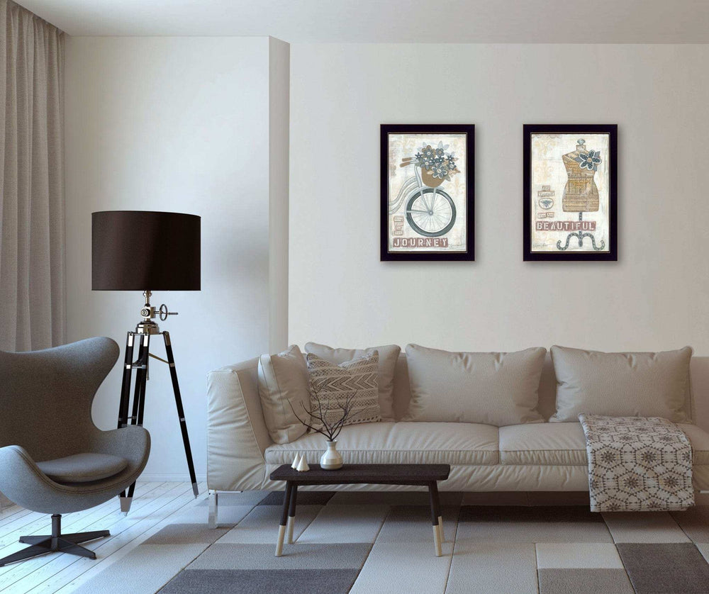 Set Of Two Beautiful Journey Black Framed Print Wall Art - Homeroots - Flyclothing LLC