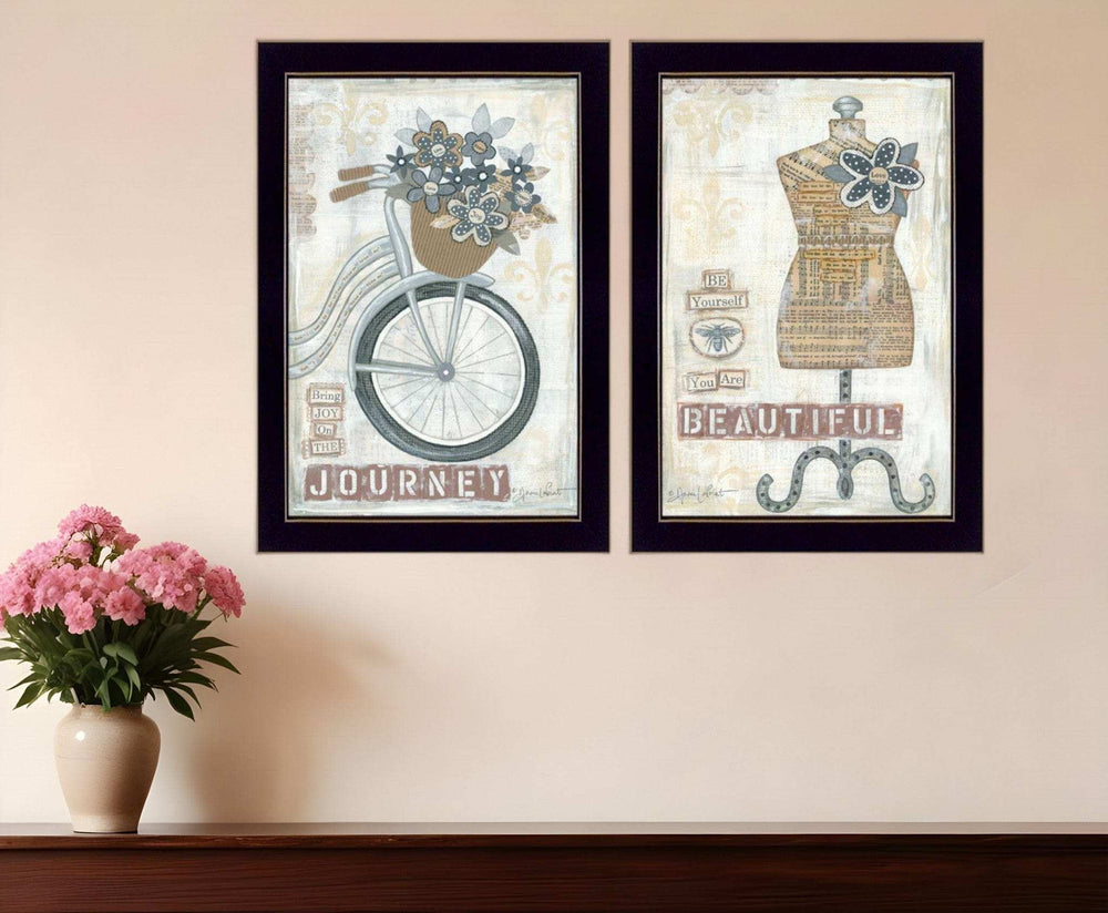 Set Of Two Beautiful Journey Black Framed Print Wall Art - Homeroots - Flyclothing LLC