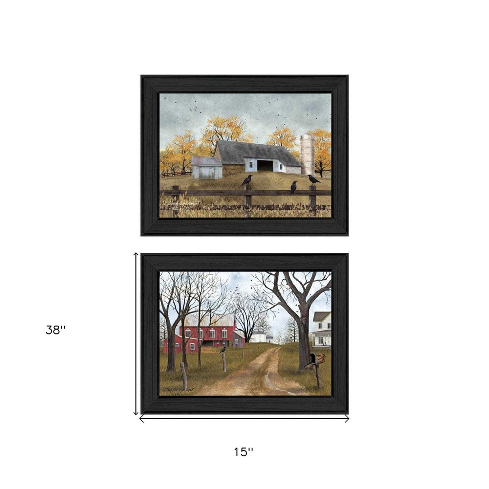 Set Of Two Country Roads 3 Black Framed Print Wall Art - Homeroots - Flyclothing LLC