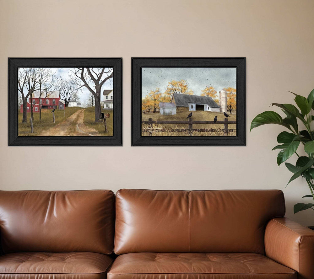 Set Of Two Country Roads 3 Black Framed Print Wall Art - Homeroots - Flyclothing LLC