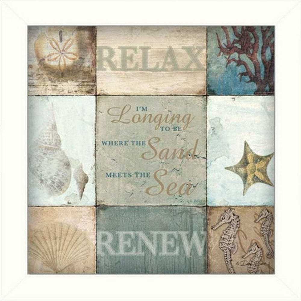 Set Of Two Sunshine Sand and Sea White Framed Print Wall Art - Homeroots - Flyclothing LLC