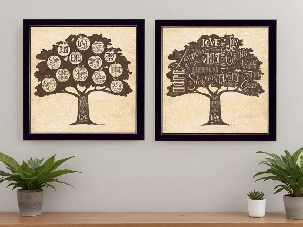 Set Of Two Family Trees Black Framed Print Wall Art - Homeroots - Flyclothing LLC