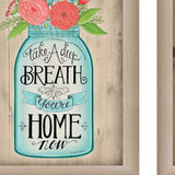 Set Of Two Mason Jars Floral Brown Framed Print Wall Art - Homeroots - Flyclothing LLC