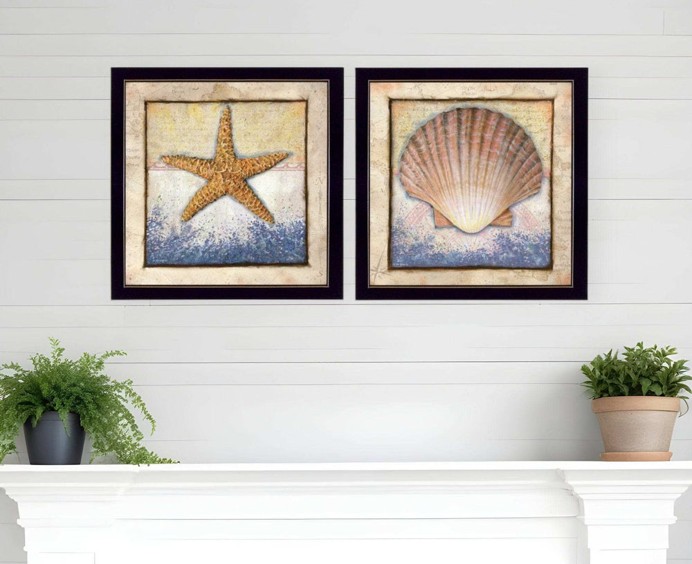 Set Of Two Sea Journey Black Framed Print Wall Art - Homeroots - Flyclothing LLC