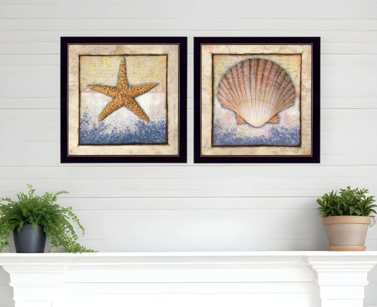 Set Of Two Sea Journey Black Framed Print Wall Art - Homeroots - Flyclothing LLC